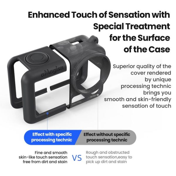 DJI Osmo Action 5 Pro aMagisn Silicone Protective Case with Lanyard and Lens Cap (Black) - Image 8
