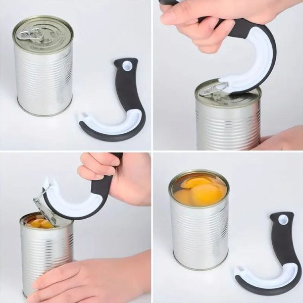 Hook Can Opener Manual Bottle Opener Kitchen Labor Saving Multifunction Driver (Black And White) - Image 5
