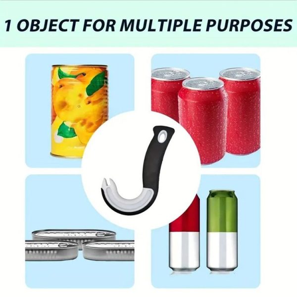 Hook Can Opener Manual Bottle Opener Kitchen Labor Saving Multifunction Driver (Black And White) - Image 7
