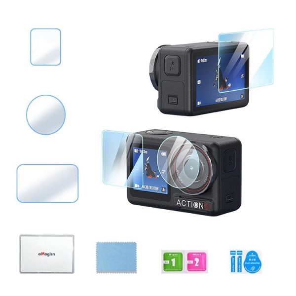 DJI Osmo Action 5 Pro aMagisn 9H Hardness Tempered Glass Set Package A
