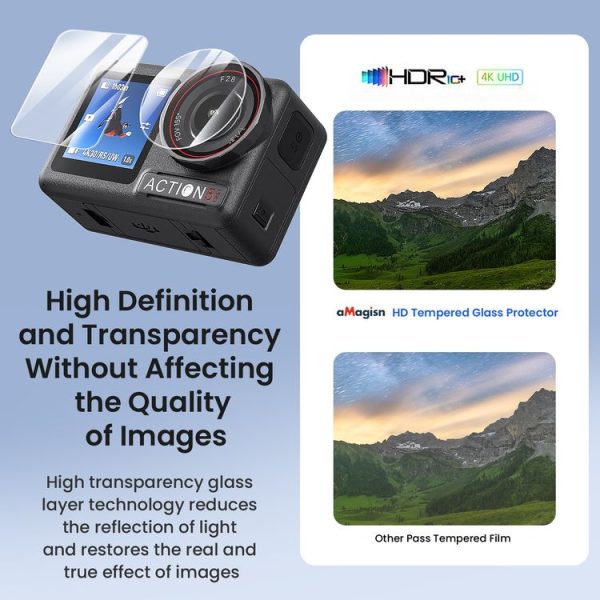 DJI Osmo Action 5 Pro aMagisn 9H Hardness Tempered Glass Set Package A - Image 4