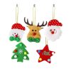 5pcs / Bag Christmas Tree Pendant Cartoon Santa Claus Elk Snowman Pentagram Plush Dolls Hanging Ornaments