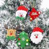 5pcs / Bag Christmas Tree Pendant Cartoon Santa Claus Elk Snowman Pentagram Plush Dolls Hanging Ornaments - Image 2
