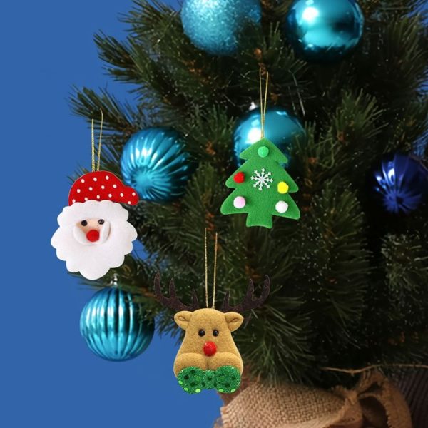 5pcs / Bag Christmas Tree Pendant Cartoon Santa Claus Elk Snowman Pentagram Plush Dolls Hanging Ornaments - Image 8