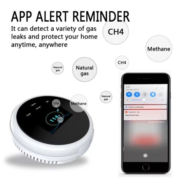 Tuya WiFi Gas Leak Detector With Temperature Clock Function Support Human Voice Alarm - Image 2