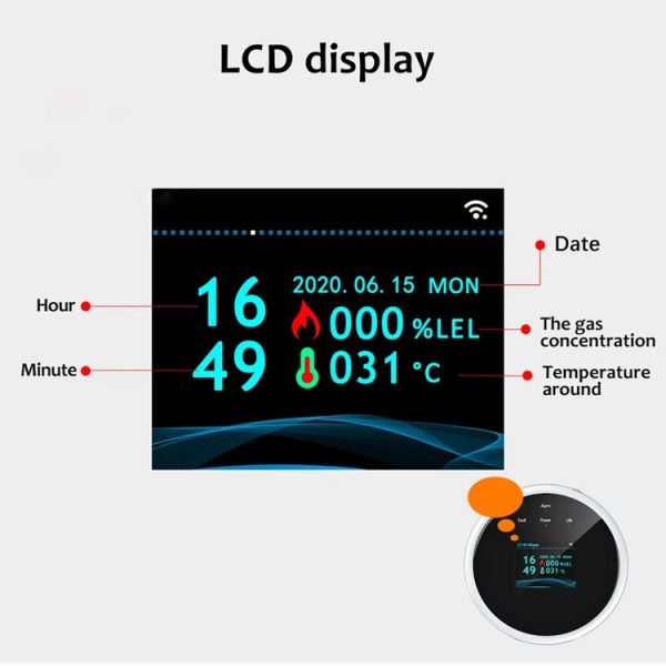 Tuya WiFi Gas Leak Detector With Temperature Clock Function Support Human Voice Alarm - Image 4