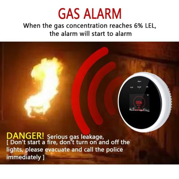 Tuya WiFi Gas Leak Detector With Temperature Clock Function Support Human Voice Alarm - Image 5