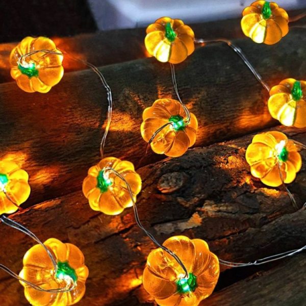 LED Halloween 3D Pumpkin String Lights Bar Shop Ambience Scene Layout Decorative Lanterns, Style: 20 LEDs Always On (Warm White) - Image 2