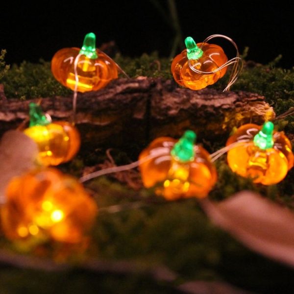 LED Halloween 3D Pumpkin String Lights Bar Shop Ambience Scene Layout Decorative Lanterns, Style: 20 LEDs Always On (Warm White) - Image 3