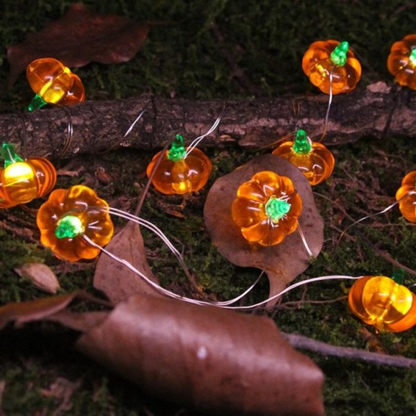 LED Halloween 3D Pumpkin String Lights Bar Shop Ambience Scene Layout Decorative Lanterns, Style: 20 LEDs Always On (Warm White) - Image 5
