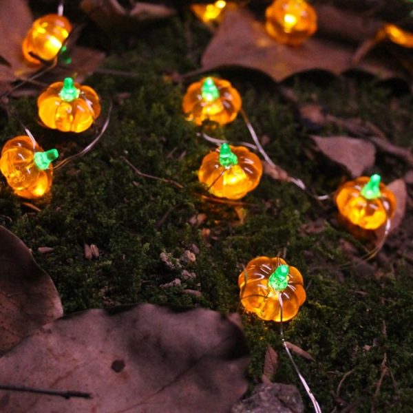 LED Halloween 3D Pumpkin String Lights Bar Shop Ambience Scene Layout Decorative Lanterns, Style: 20 LEDs Always On (Warm White) - Image 6