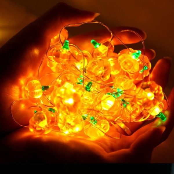 LED Halloween 3D Pumpkin String Lights Bar Shop Ambience Scene Layout Decorative Lanterns, Style: 20 LEDs Always On (Warm White) - Image 7