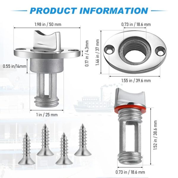 Stainless Steel Water Plug For Kayak Stern Drain, Set: 1pc - Image 3