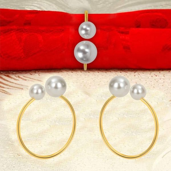 10pcs / Bag Pearl Napkin Rings Metal Napkin Buckles Christmas Wedding Holiday Party Dinnig Table Decoration (Gold) - Image 2