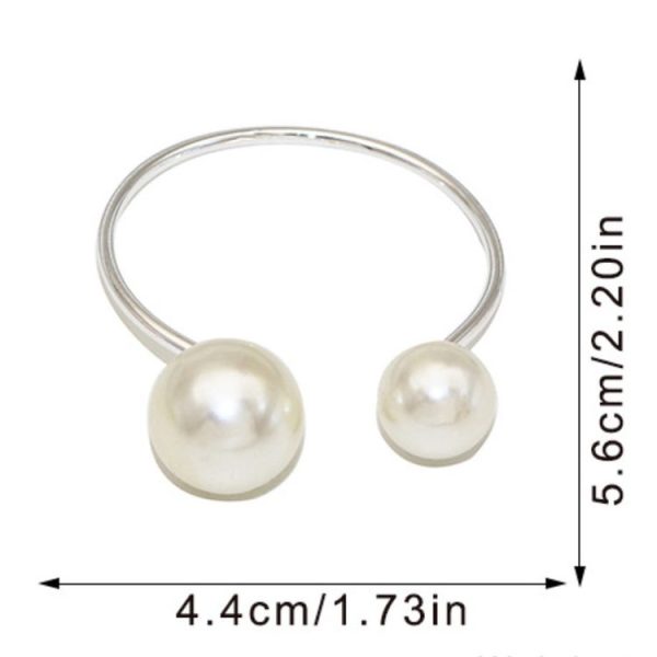 10pcs / Bag Pearl Napkin Rings Metal Napkin Buckles Christmas Wedding Holiday Party Dinnig Table Decoration (Gold) - Image 3