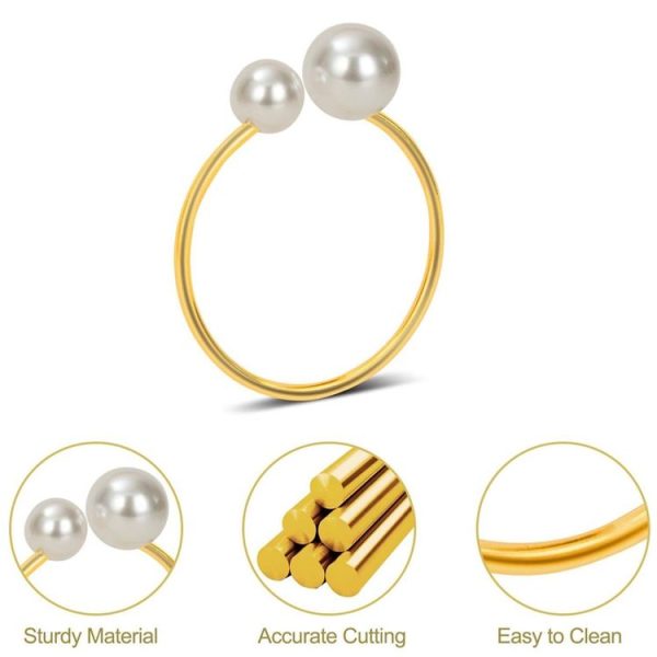 10pcs / Bag Pearl Napkin Rings Metal Napkin Buckles Christmas Wedding Holiday Party Dinnig Table Decoration (Gold) - Image 4