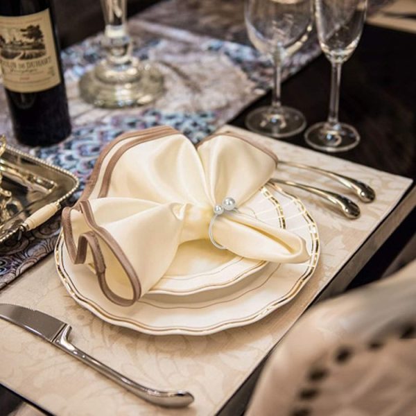 10pcs / Bag Pearl Napkin Rings Metal Napkin Buckles Christmas Wedding Holiday Party Dinnig Table Decoration (Gold) - Image 5