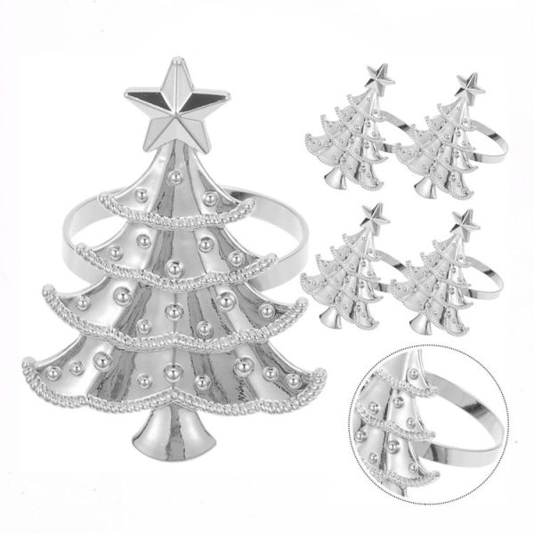 10pcs / Bag Christmas Tree Napkin Rings Metal Napkin Buckles Hotel Dinner Table Decoration (Gold) - Image 3