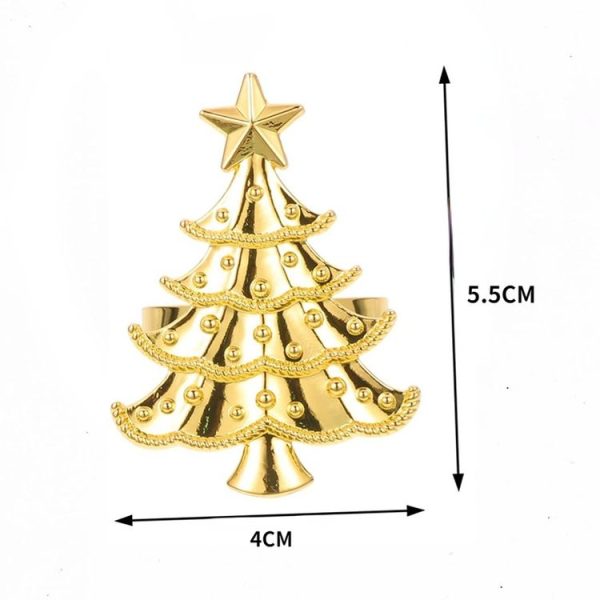 10pcs / Bag Christmas Tree Napkin Rings Metal Napkin Buckles Hotel Dinner Table Decoration (Gold) - Image 4