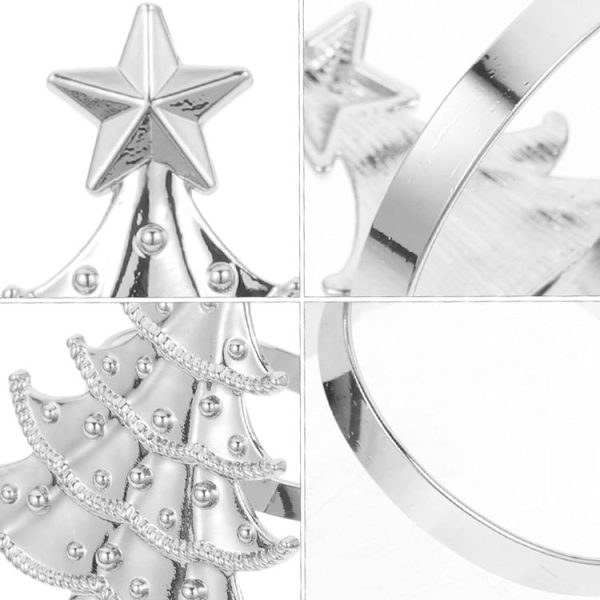 10pcs / Bag Christmas Tree Napkin Rings Metal Napkin Buckles Hotel Dinner Table Decoration (Gold) - Image 5