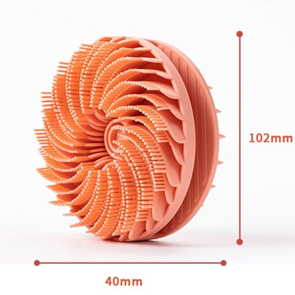Double-Sided Silicone Cleaning Bath Brush Multifunctional Massage Shower Brush (Orange Red) - Image 3
