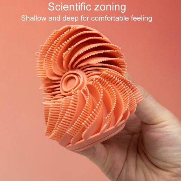 Double-Sided Silicone Cleaning Bath Brush Multifunctional Massage Shower Brush (Orange Red) - Image 6