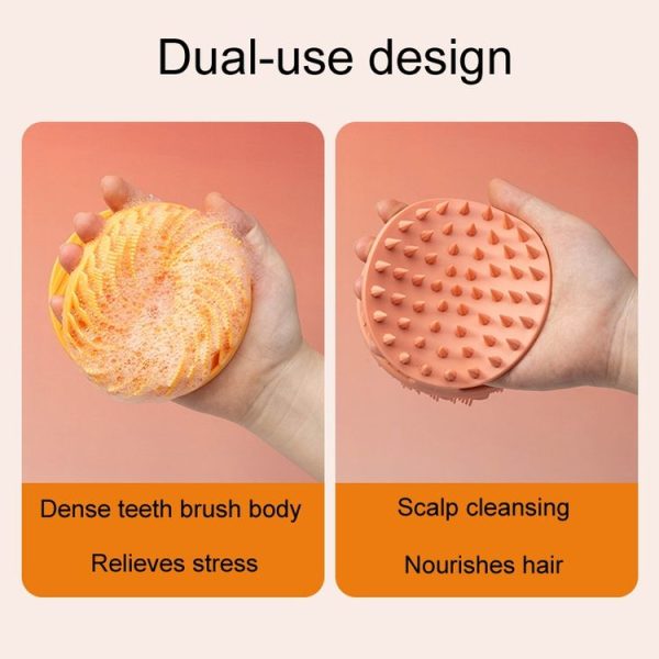 Double-Sided Silicone Cleaning Bath Brush Multifunctional Massage Shower Brush (Orange Red) - Image 7