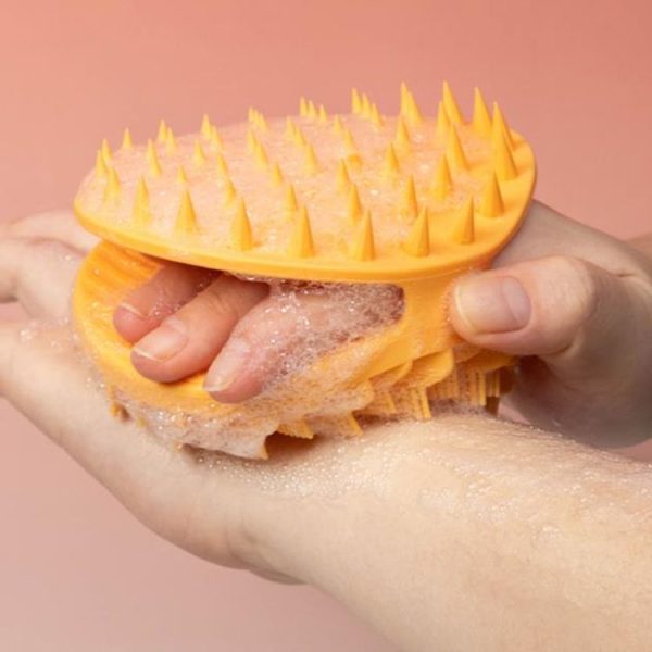 Double-Sided Silicone Cleaning Bath Brush Multifunctional Massage Shower Brush (Orange Red) - Image 8