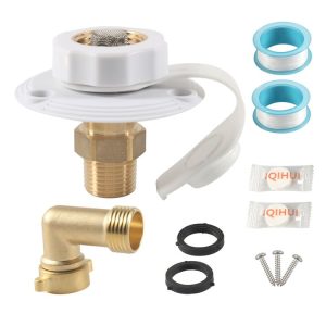 Brass Water Inlet Check Valve For Yacht RV With Adapter (White)