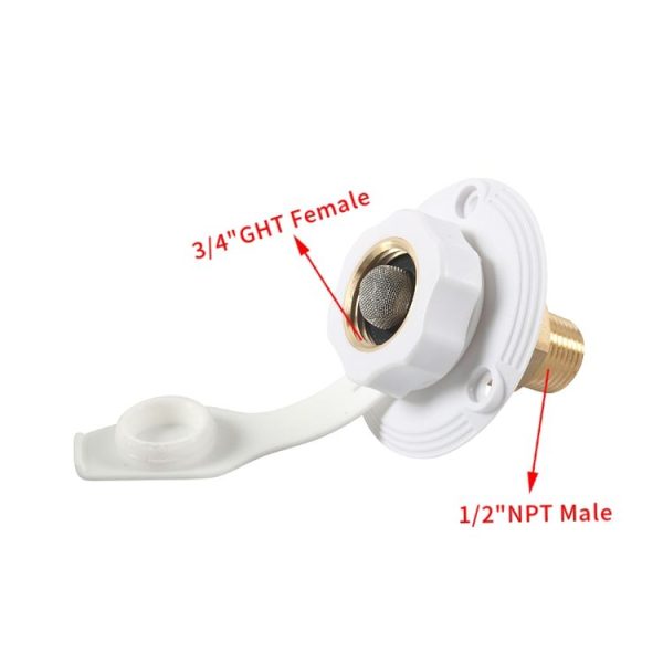 Brass Water Inlet Check Valve For Yacht RV With Adapter (White) - Image 4