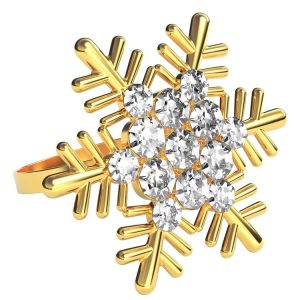 Snowflake Christmas Napkin Ring Napkin Buckle Table Decoration for Christmas Thanksgiving Party (Gold)