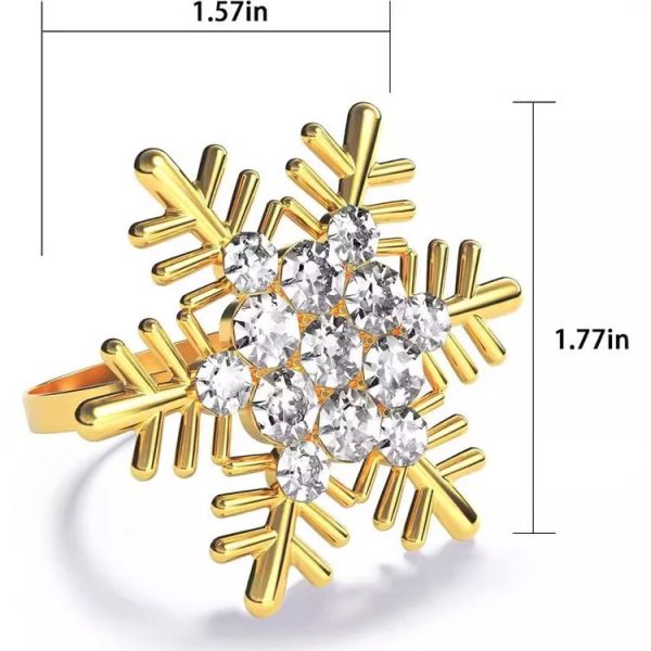Snowflake Christmas Napkin Ring Napkin Buckle Table Decoration for Christmas Thanksgiving Party (Gold) - Image 3