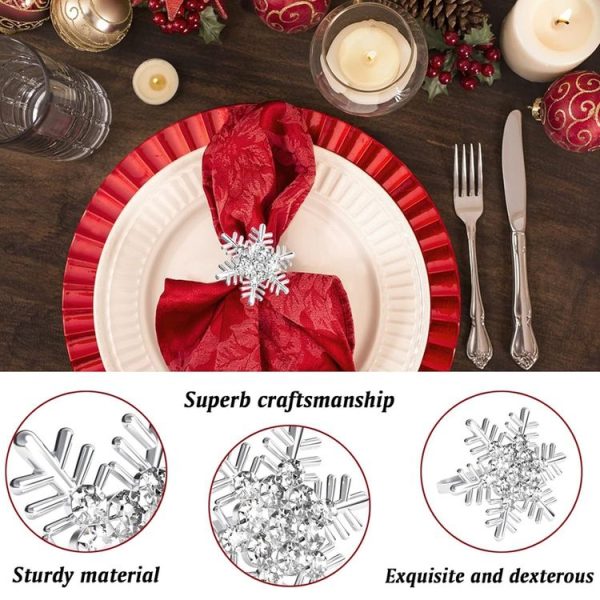Snowflake Christmas Napkin Ring Napkin Buckle Table Decoration for Christmas Thanksgiving Party (Gold) - Image 4