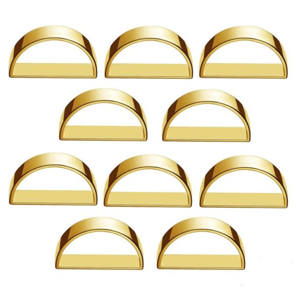 10pcs / Bag Napkin Rings Semicircle Napkin Buckles Wedding Banquet New Year Table Setting Decor (Gold)
