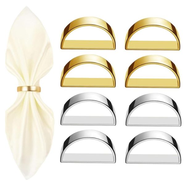 10pcs / Bag Napkin Rings Semicircle Napkin Buckles Wedding Banquet New Year Table Setting Decor (Gold) - Image 2