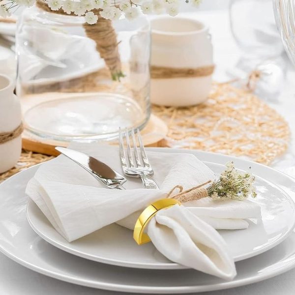 10pcs / Bag Napkin Rings Semicircle Napkin Buckles Wedding Banquet New Year Table Setting Decor (Gold) - Image 5