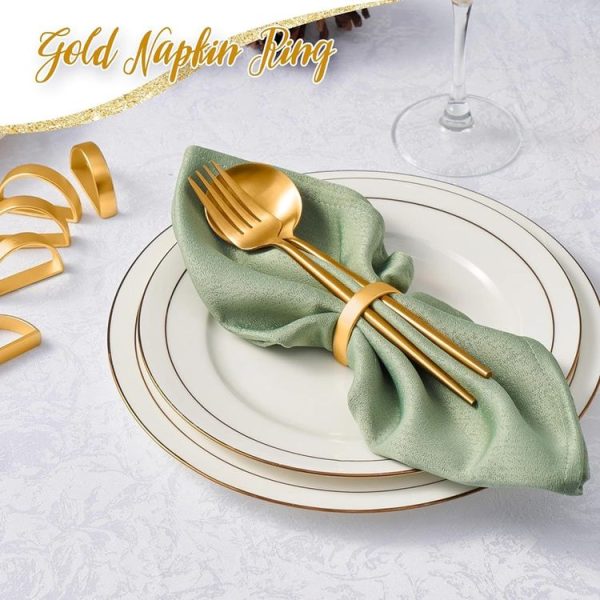 10pcs / Bag Napkin Rings Semicircle Napkin Buckles Wedding Banquet New Year Table Setting Decor (Gold) - Image 6