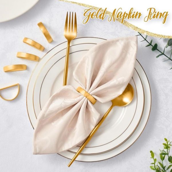 10pcs / Bag Napkin Rings Semicircle Napkin Buckles Wedding Banquet New Year Table Setting Decor (Gold) - Image 7