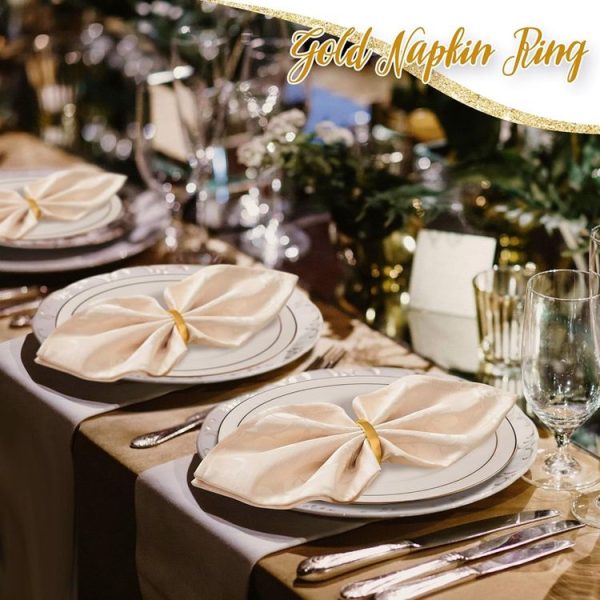 10pcs / Bag Napkin Rings Semicircle Napkin Buckles Wedding Banquet New Year Table Setting Decor (Gold) - Image 8