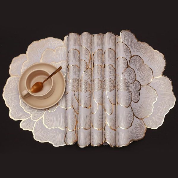 38cm Household Kitchen Heat Resistant Flower Hot Stamping Table Heat Insulating Pad (Gold) - Image 2