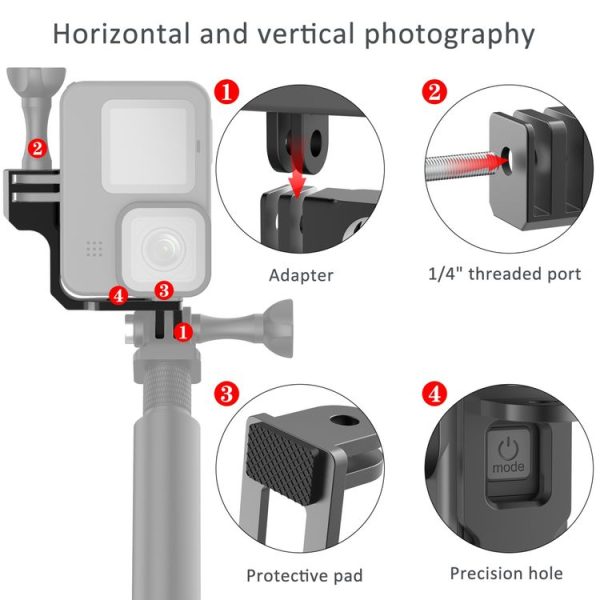 Universal Vertical Shooting Centering Arm Bracket For Action Camera, Spec: Only Bracket - Image 6