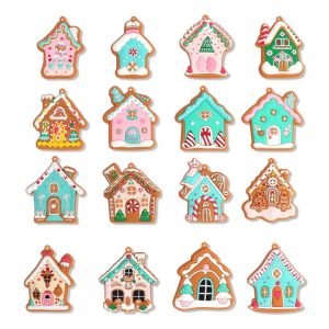 16pcs / Set PVC Christmas House Pendants Christmas Tree Decorations Scene Arrangement Props