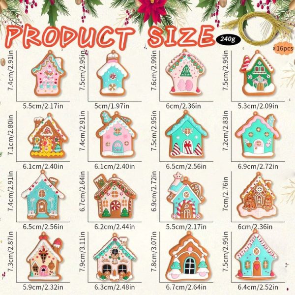 16pcs / Set PVC Christmas House Pendants Christmas Tree Decorations Scene Arrangement Props - Image 3