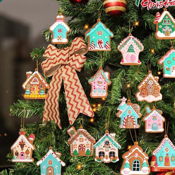 16pcs / Set PVC Christmas House Pendants Christmas Tree Decorations Scene Arrangement Props - Image 6
