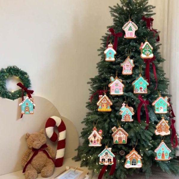 16pcs / Set PVC Christmas House Pendants Christmas Tree Decorations Scene Arrangement Props - Image 7