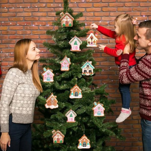 16pcs / Set PVC Christmas House Pendants Christmas Tree Decorations Scene Arrangement Props - Image 8