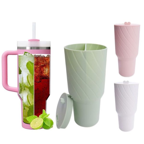 Stanley Cup 2-divided Silicone Liner Compartment Cup, Size: 40oz (Pink) - Image 2
