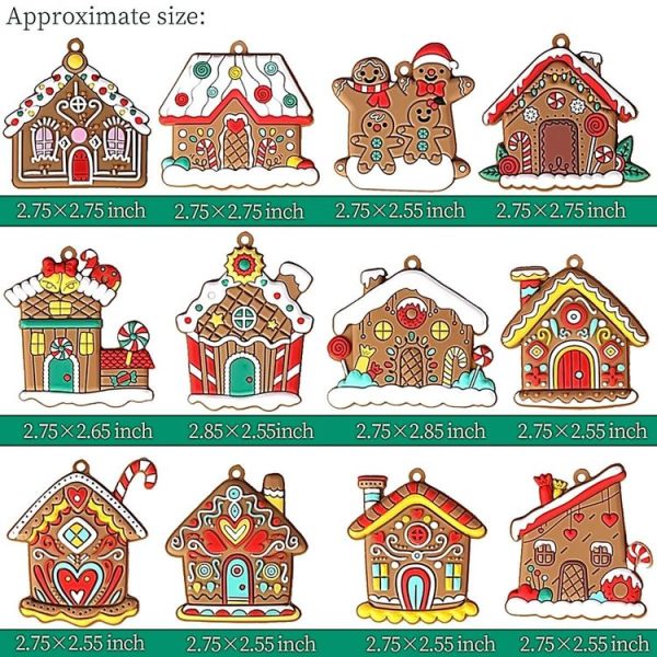 12pcs / Set House Christmas Decorations Pendants PVC Hanging Christmas Tree Ornaments Scene Arrangement Props - Image 2