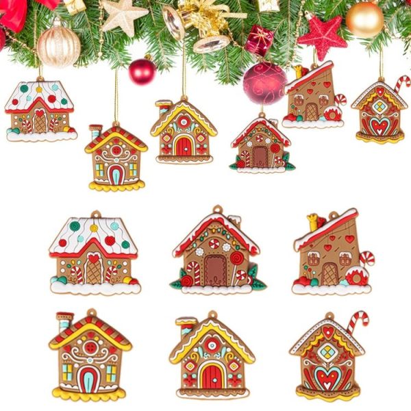 12pcs / Set House Christmas Decorations Pendants PVC Hanging Christmas Tree Ornaments Scene Arrangement Props - Image 4