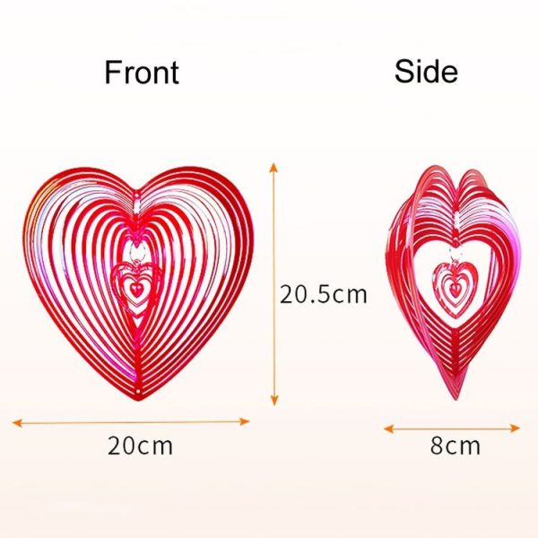 Outdoor Wind Chime Heart Shape Bird Repeller Garden Decoration Bird Catcher (Red) - Image 3